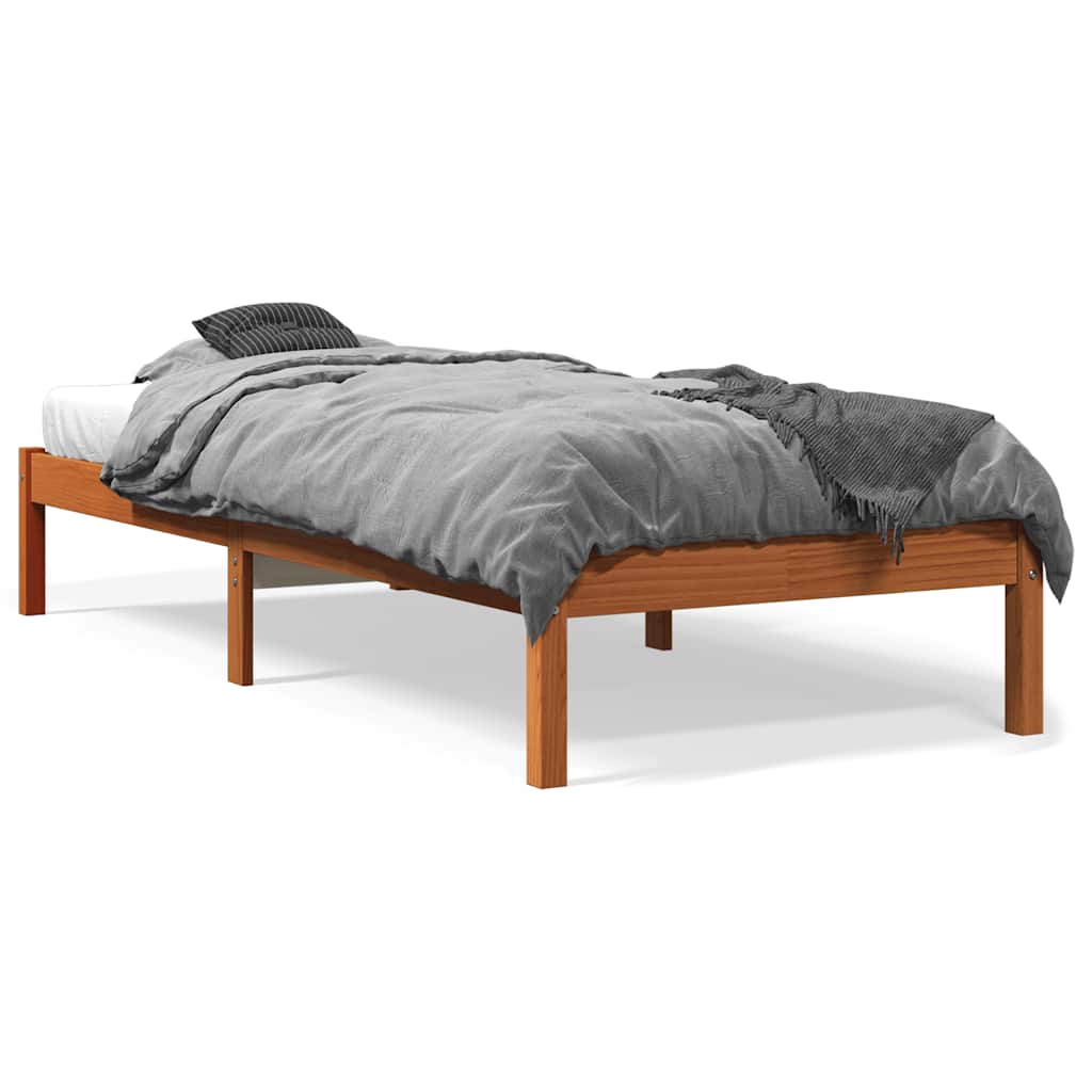 vidaXL Bed Frame without Mattress Wax Brown 90x200 cm Solid Wood Pine 2