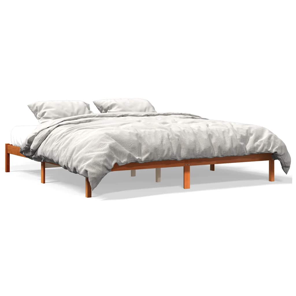 vidaXL Bed Frame without Mattress Wax Brown 200x200 cm Solid Wood Pine 2