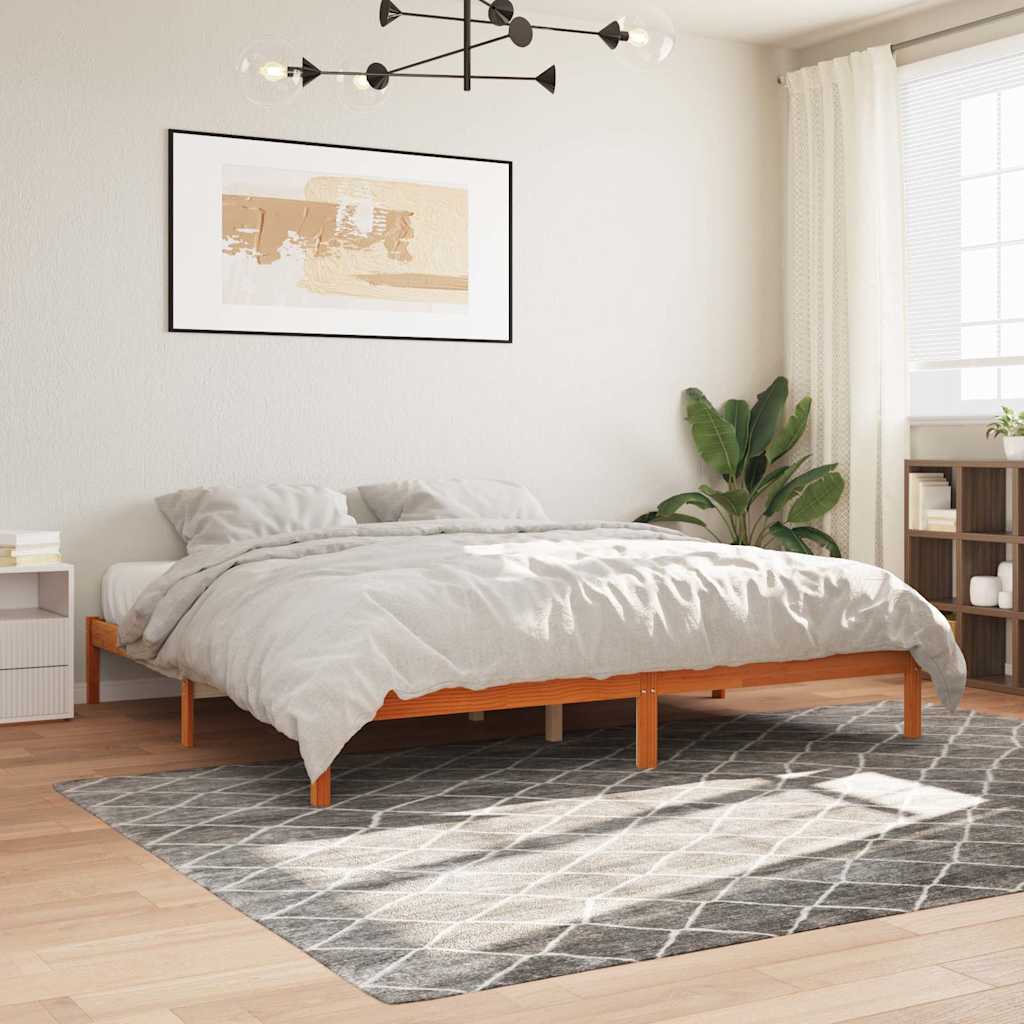 vidaXL Bed Frame without Mattress Wax Brown 200x200 cm Solid Wood Pine 1