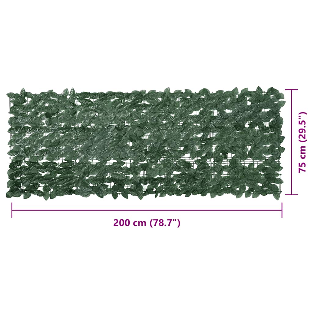 vidaXL Balcony Screen with Dark Green Leaves 200x75 cm 6