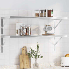 vidaXL Wall Shelves 2 pcs 100x40 cm Silver Stainless Steel 1