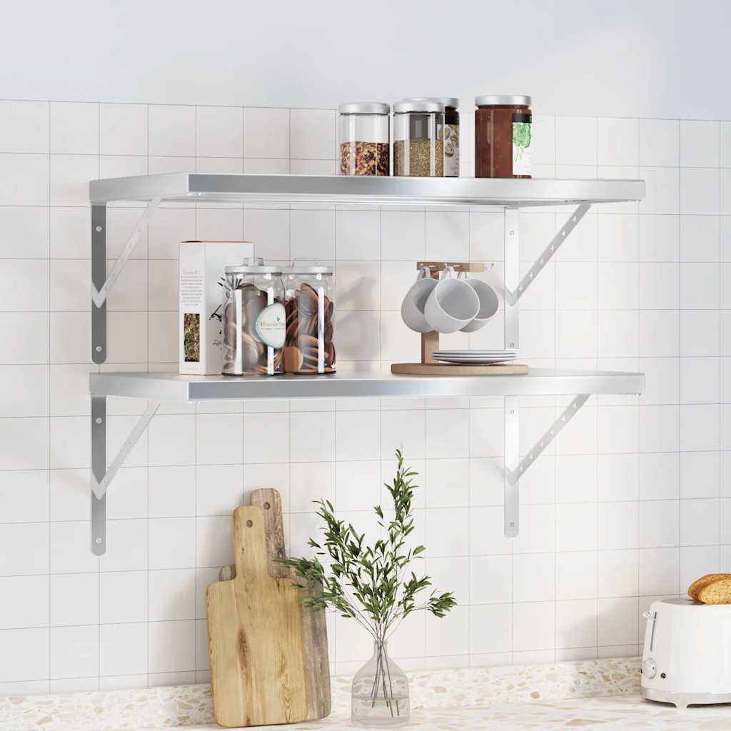 vidaXL Wall Shelves 2 pcs Stainless Steel
