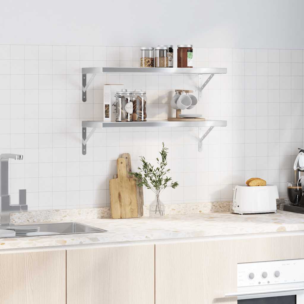 Wall Shelves 2 pcs Stainless Steel