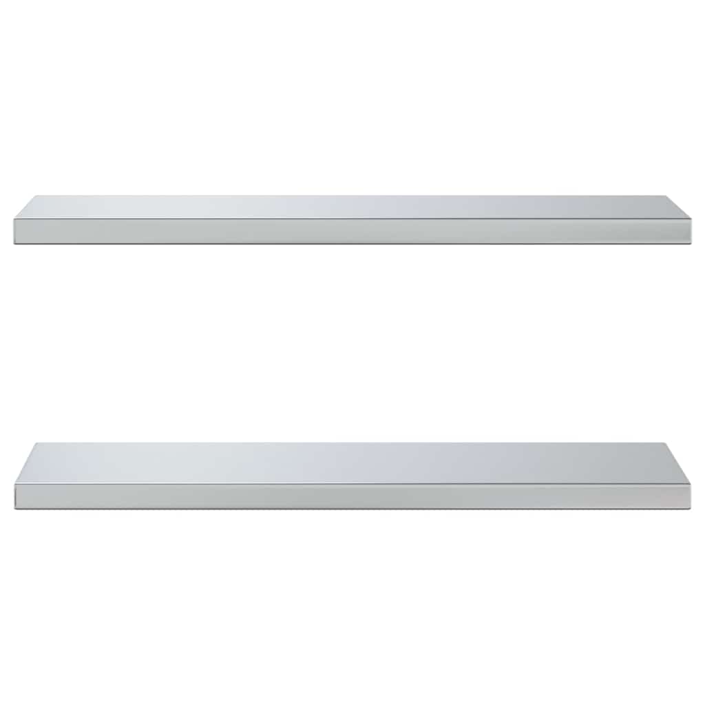 vidaXL Wall Shelves 2 pcs 75x23.5 cm Silver Stainless Steel 4