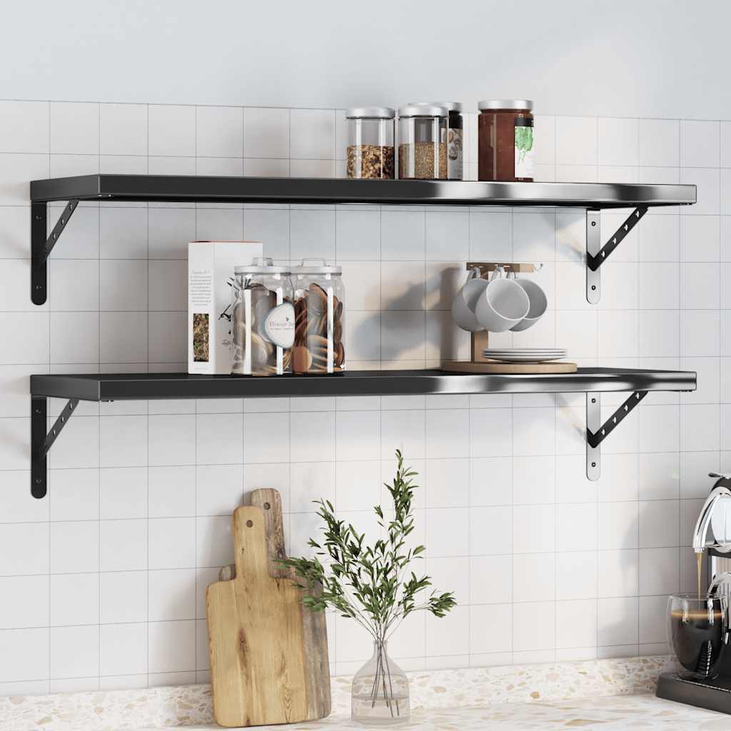 vidaXL Wall Shelves 2 pcs Stainless Steel