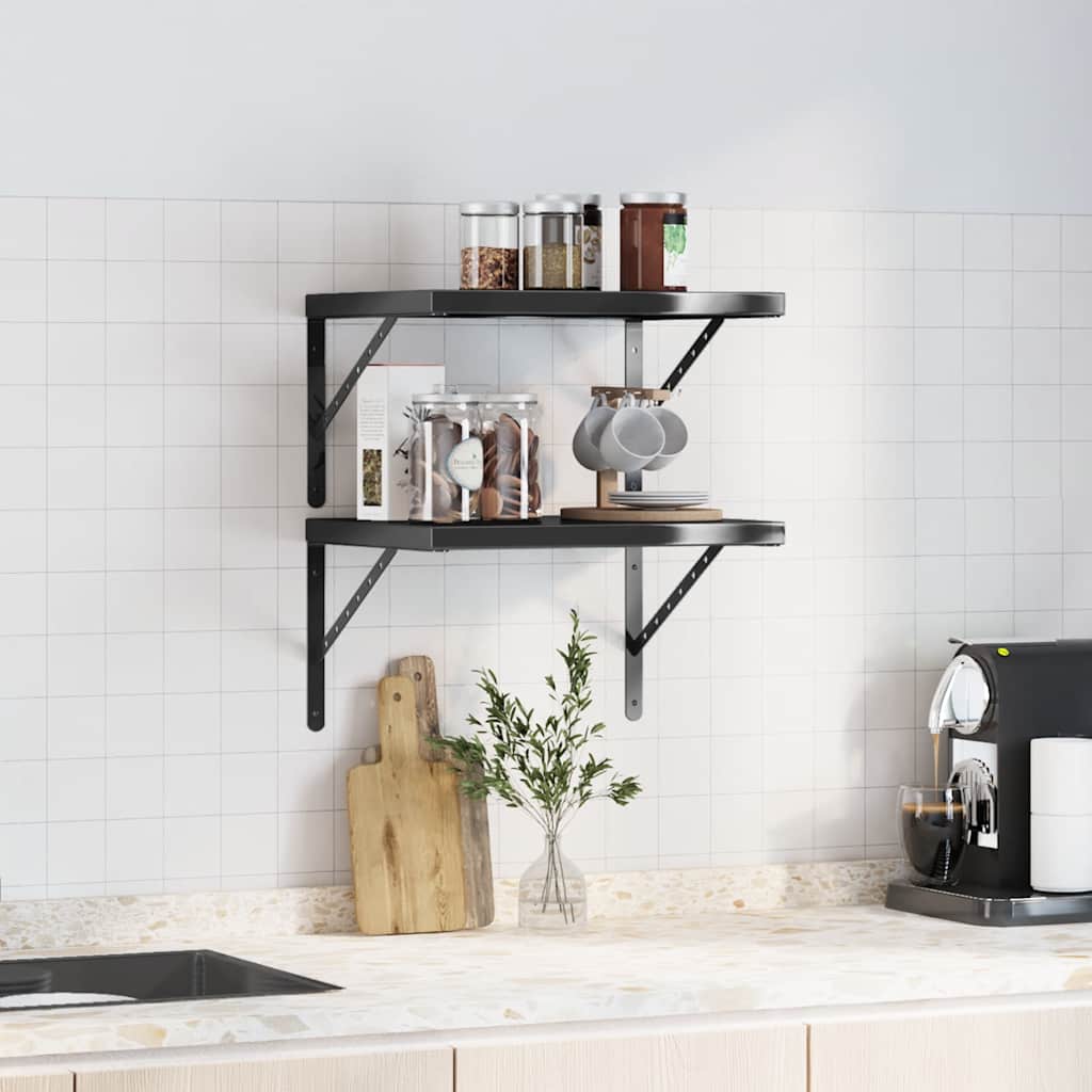 vidaXL Wall Shelves 2 pcs 50x40 cm Black Stainless Steel 3