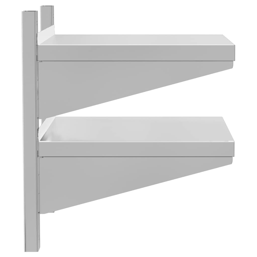 vidaXL 2-Tier Wall Shelf 50x40x48 cm Silver Stainless Steel 6