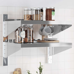 vidaXL 2-Tier Wall Shelf 50x40x48 cm Silver Stainless Steel 1