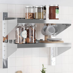 vidaXL 2-Tier Wall Shelf 50x30x48 cm Silver Stainless Steel 1