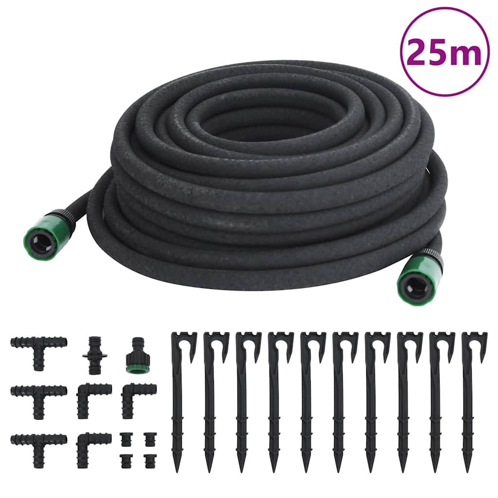 vidaXL Garden Soaker Hose Black 0.6" 25 m Rubber 1