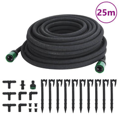 vidaXL Garden Soaker Hose Black 0.6" 25 m Rubber 1