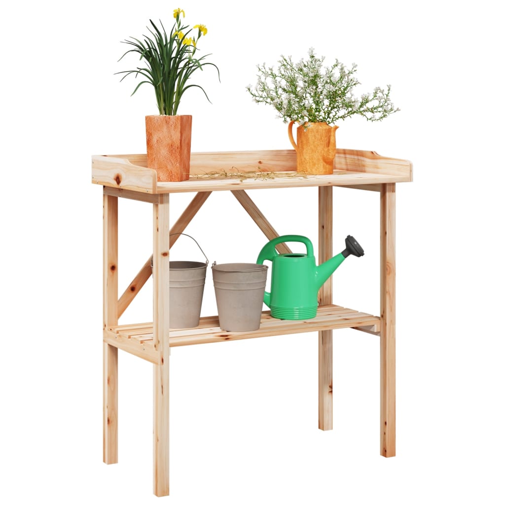 vidaXL Plant Table with Shelf 78x38x82.5 cm Solid Wood Fir 1