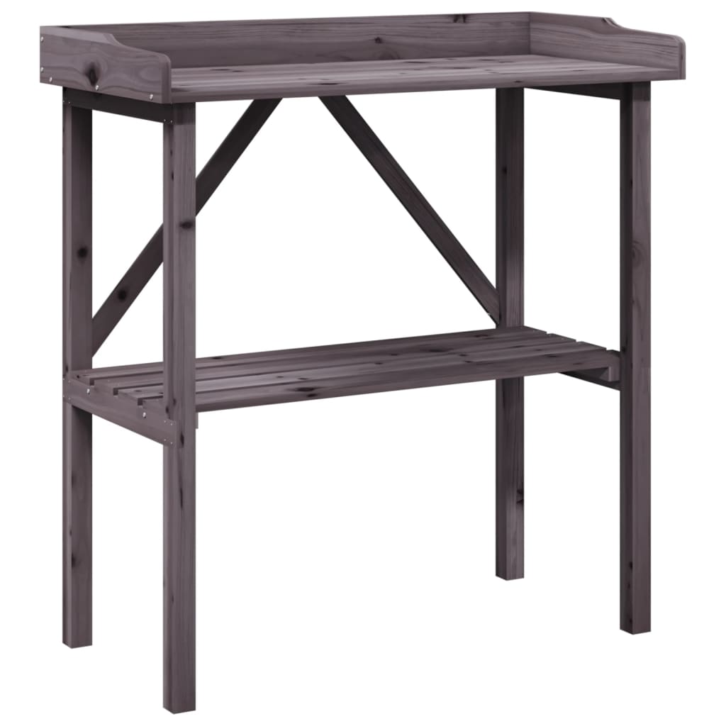 vidaXL Plant Table with Shelf Grey 78x38x82.5 cm Solid Wood Fir 2