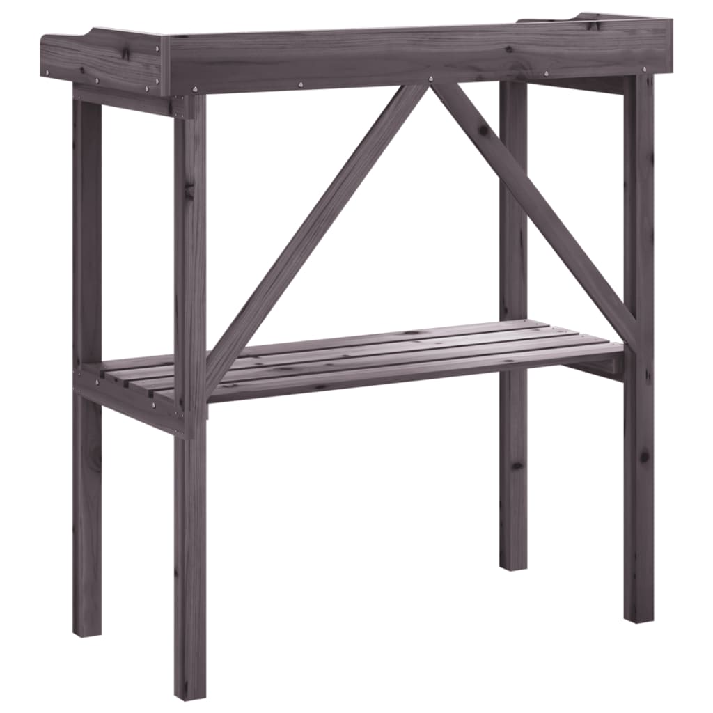 vidaXL Plant Table with Shelf Grey 78x38x82.5 cm Solid Wood Fir 6