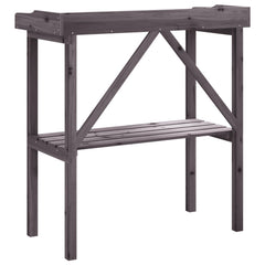 vidaXL Plant Table with Shelf Grey 78x38x82.5 cm Solid Wood Fir 6