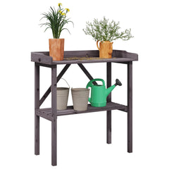 vidaXL Plant Table with Shelf Grey 78x38x82.5 cm Solid Wood Fir 1