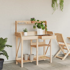 vidaXL Potting Bench with Shelves Solid Wood Fir 3