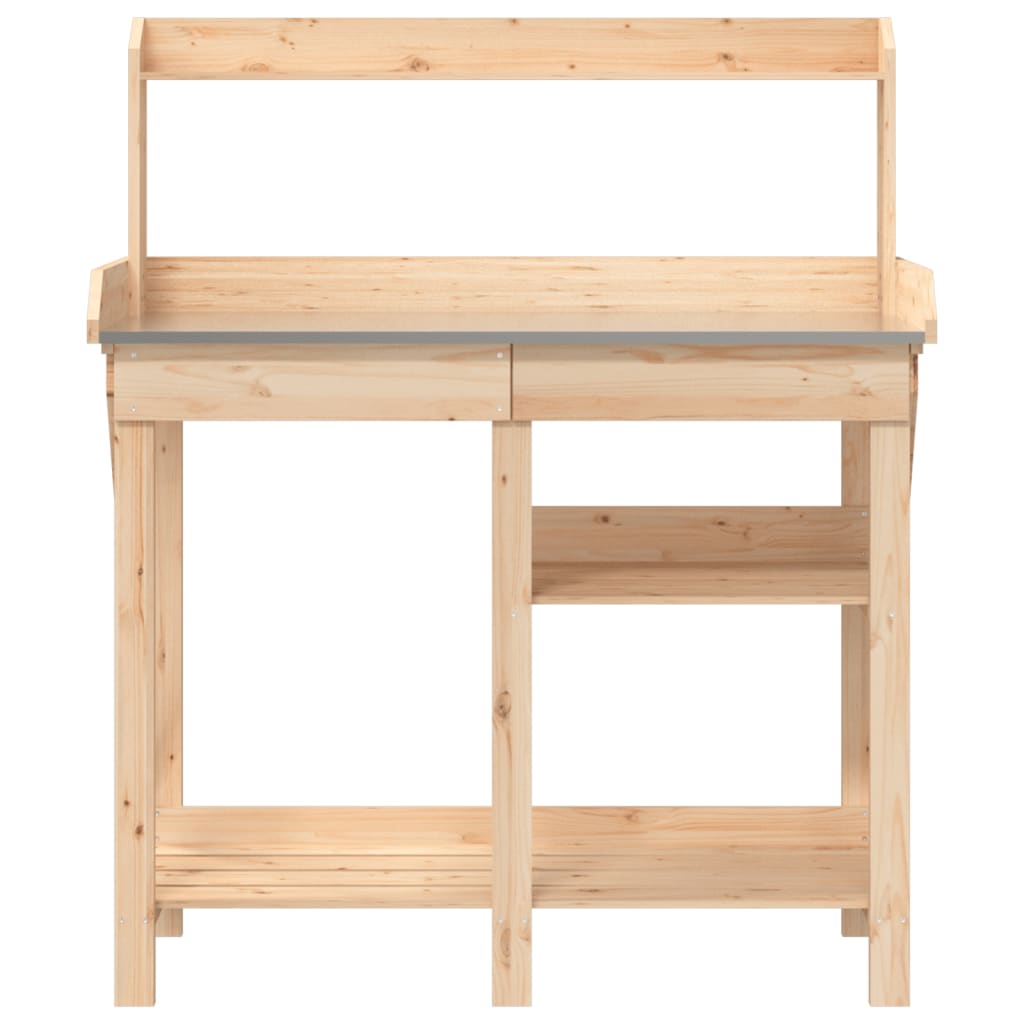 vidaXL Potting Bench with Shelves Solid Wood Fir 5