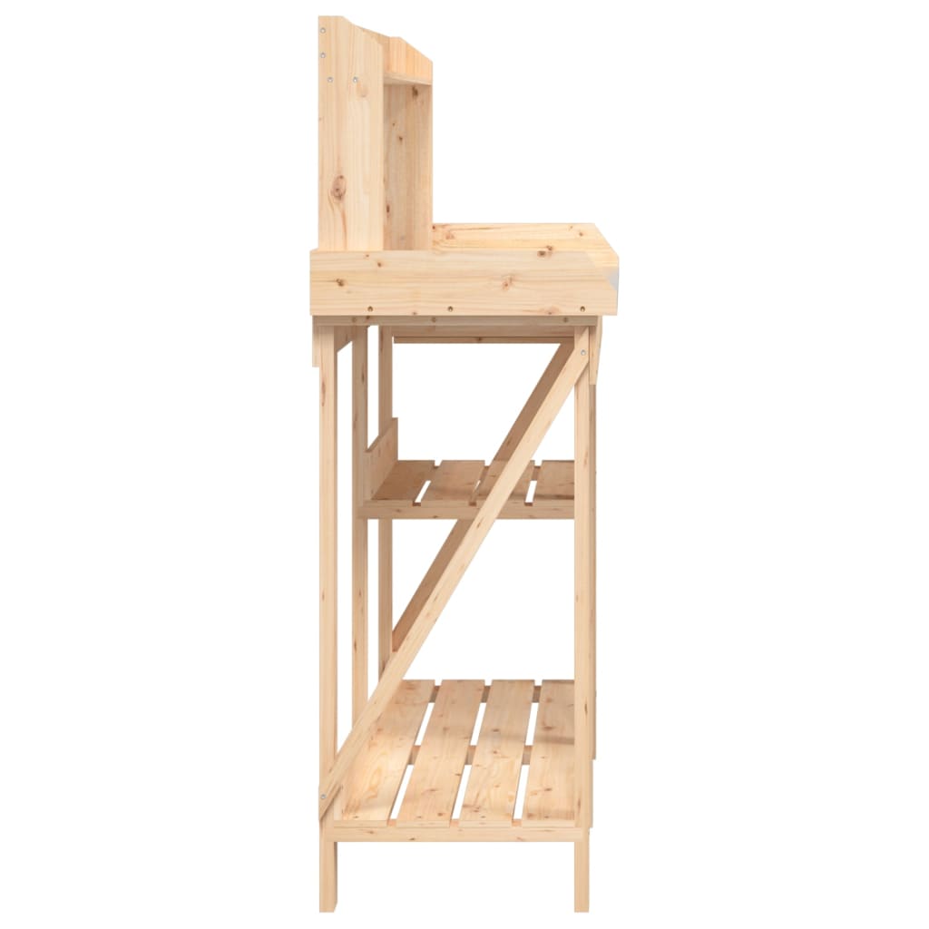 vidaXL Potting Bench with Shelves Solid Wood Fir 6