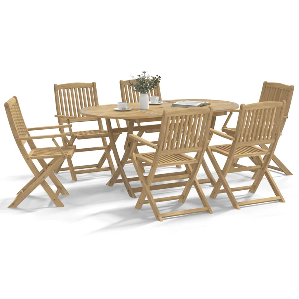 Folding Chairs Solid Acacia Wood with Armrest Light brown 6