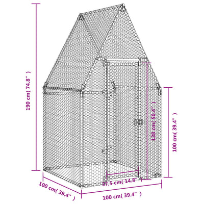 Chicken Cage Silver 100x100x190 cm Galvanised Steel