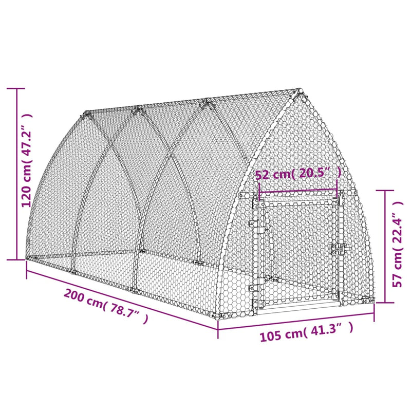 Chicken Cage Silver 300x105x120 cm Galvanised Steel