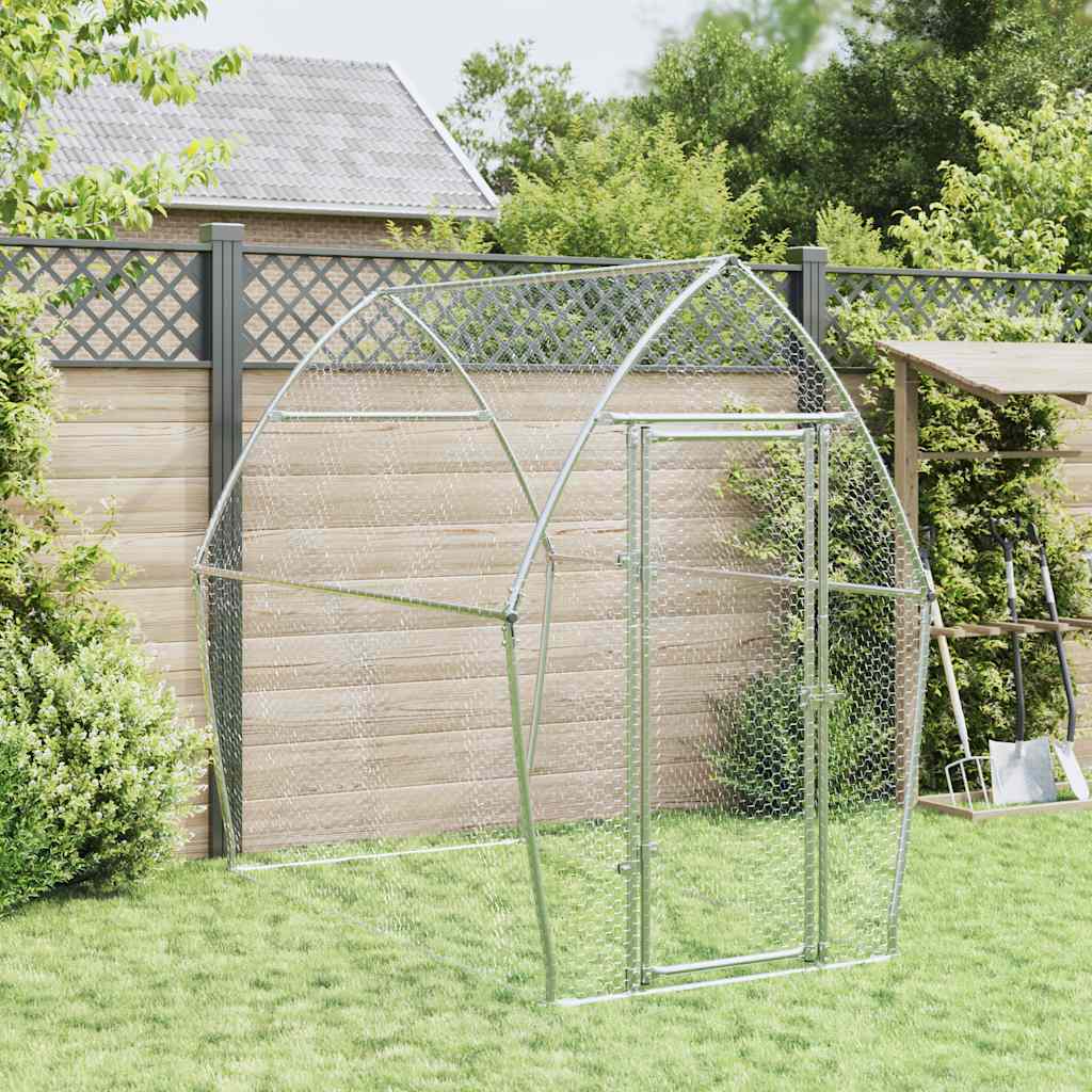 Chicken Cage Silver Galvanised Steel 200 x 105 x 182 cm