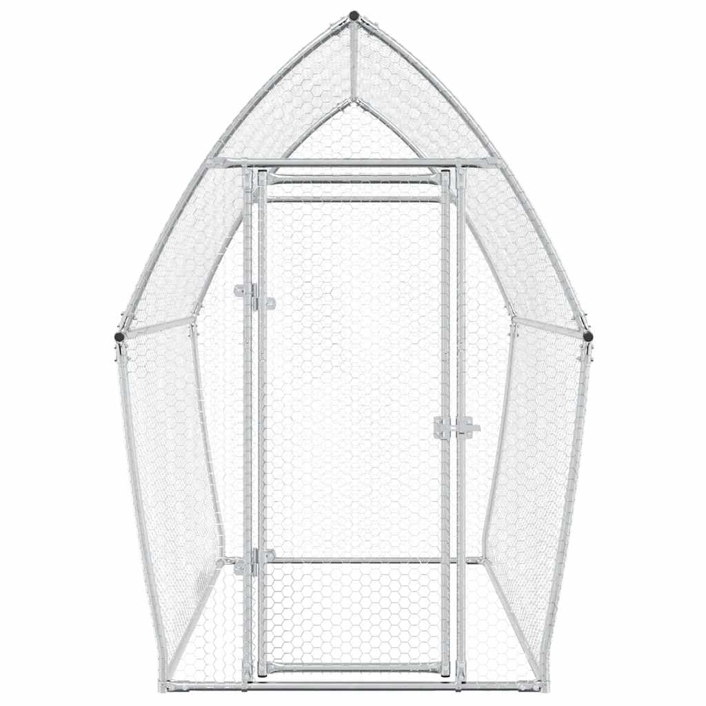 Chicken Cage Silver Galvanised Steel 200 x 105 x 182 cm