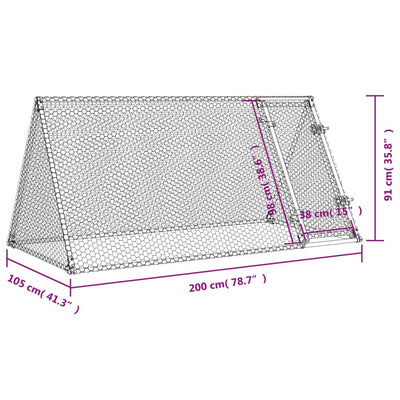 Chicken Cage Silver 200x105x91 cm Galvanised Steel