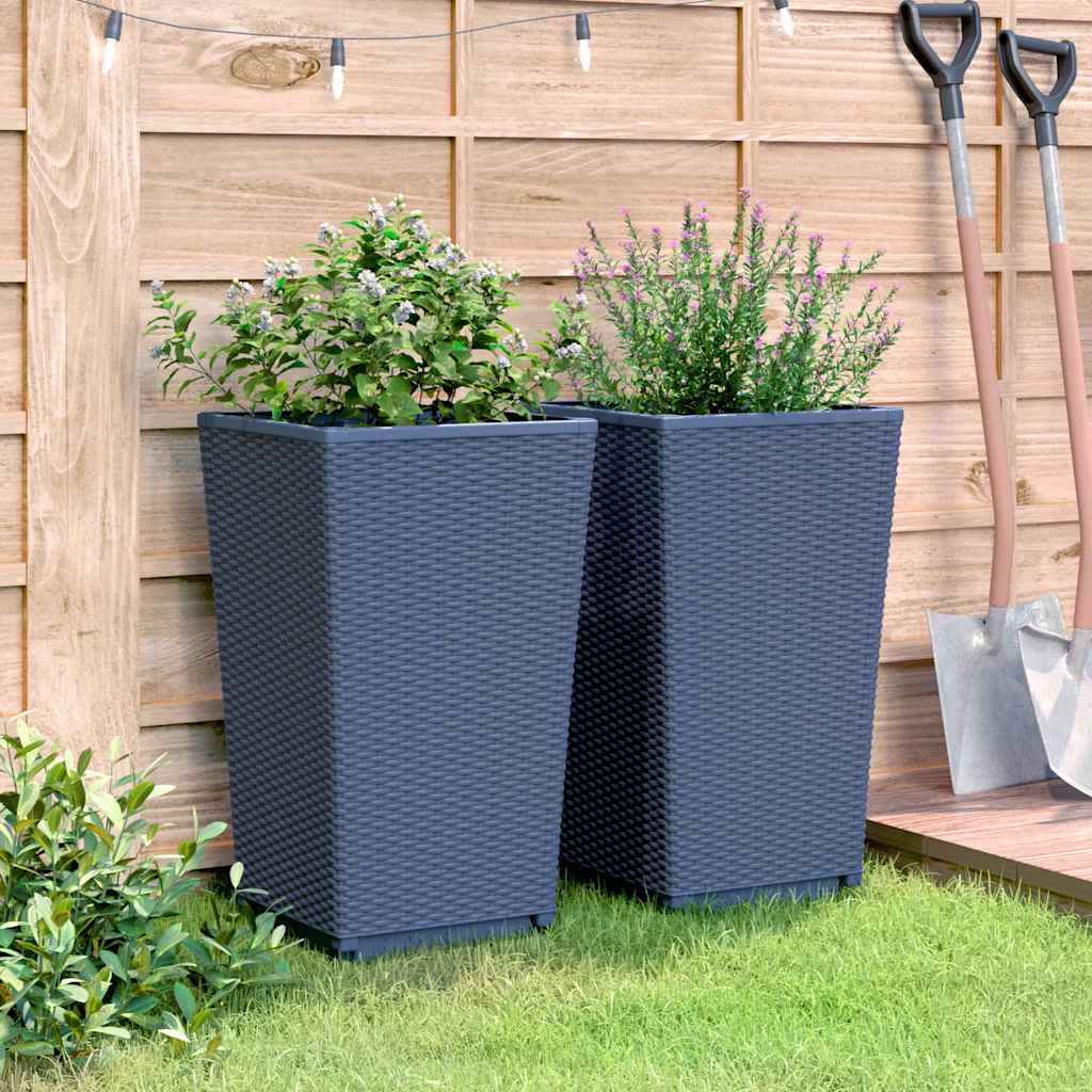 vidaXL Garden Planters 2 pcs Blue Grey 32.5x32.5x57 cm PP 4