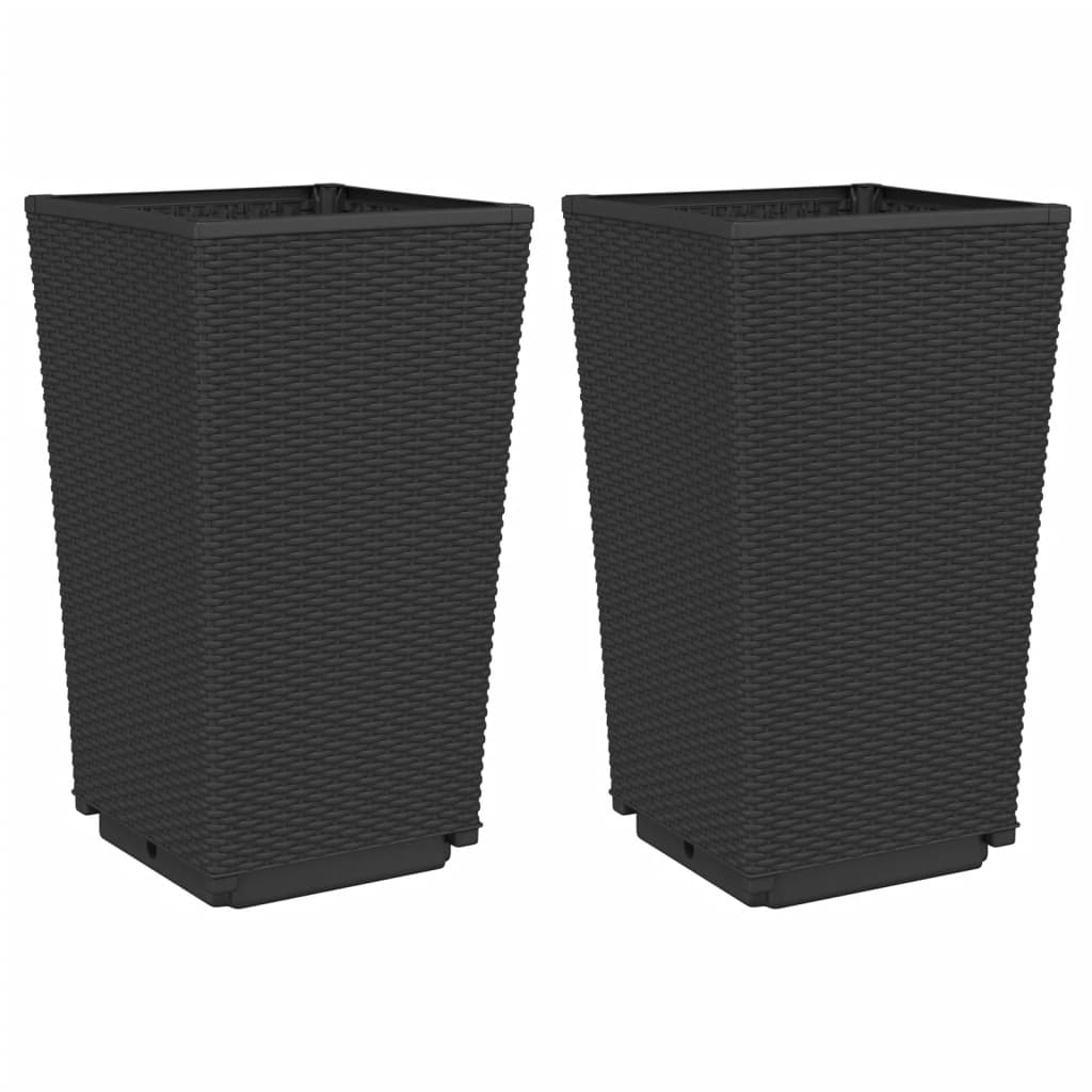 vidaXL Garden Planters 2 pcs Black 32.5x32.5x57 cm PP 2