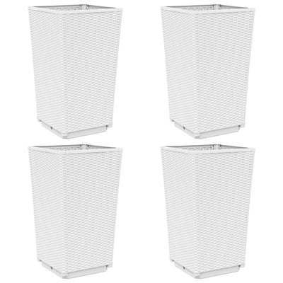 Garden Planters 4 pcs White 32.5x32.5x57 cm PP