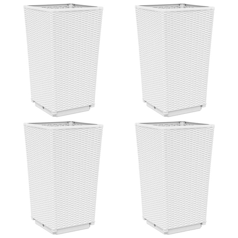 Garden Planters 4 pcs White 32.5x32.5x57 cm PP