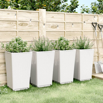 Garden Planters 4 pcs White 32.5x32.5x57 cm PP