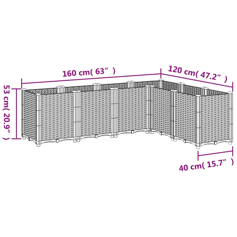 Garden Planter White 160x120x53 cm PP