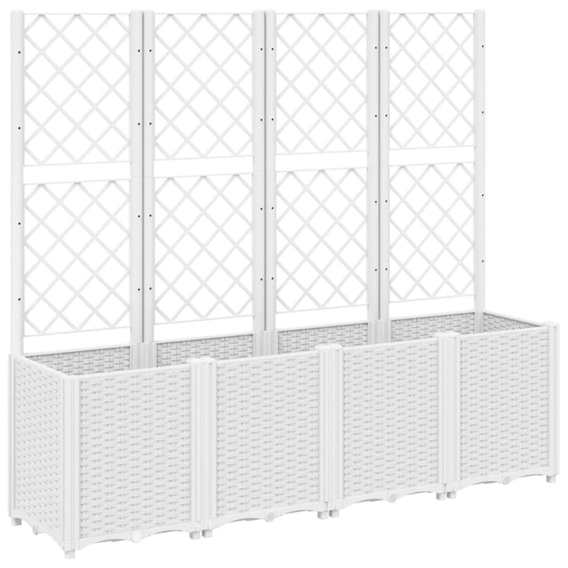 Garden Planter with Trellis White 160x40x140 cm PP