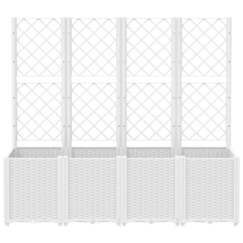 Garden Planter with Trellis White 160x40x140 cm PP