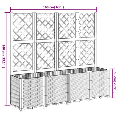 Garden Planter with Trellis White 160x40x140 cm PP