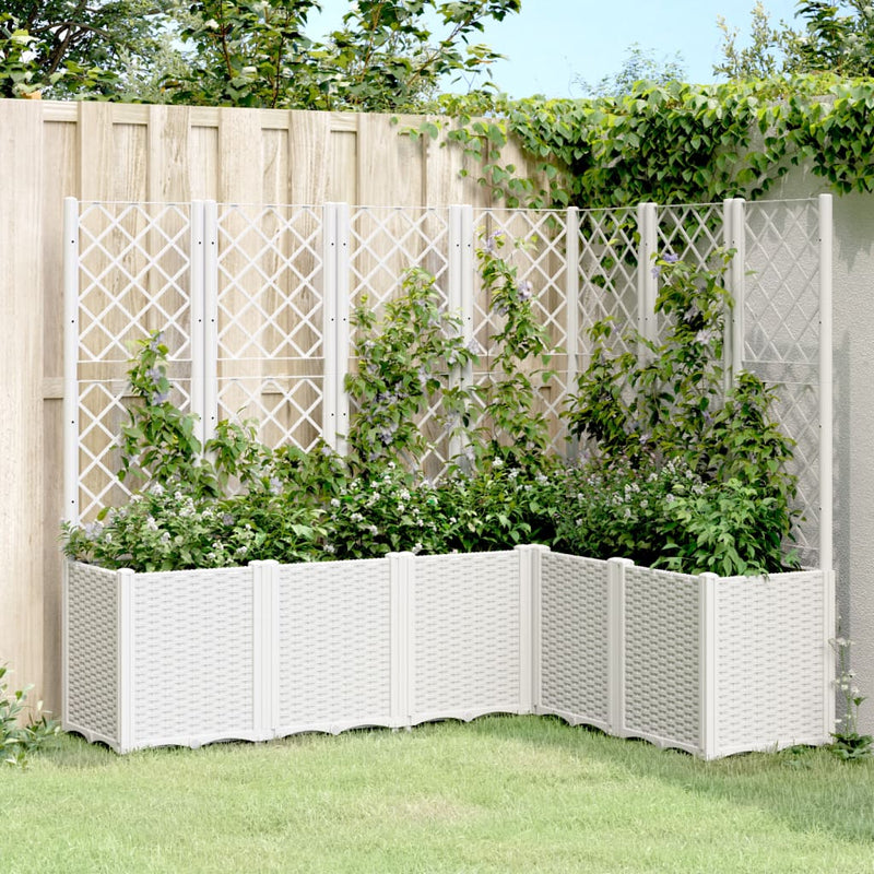 Garden Planter with Trellis White 160x120x140 cm PP