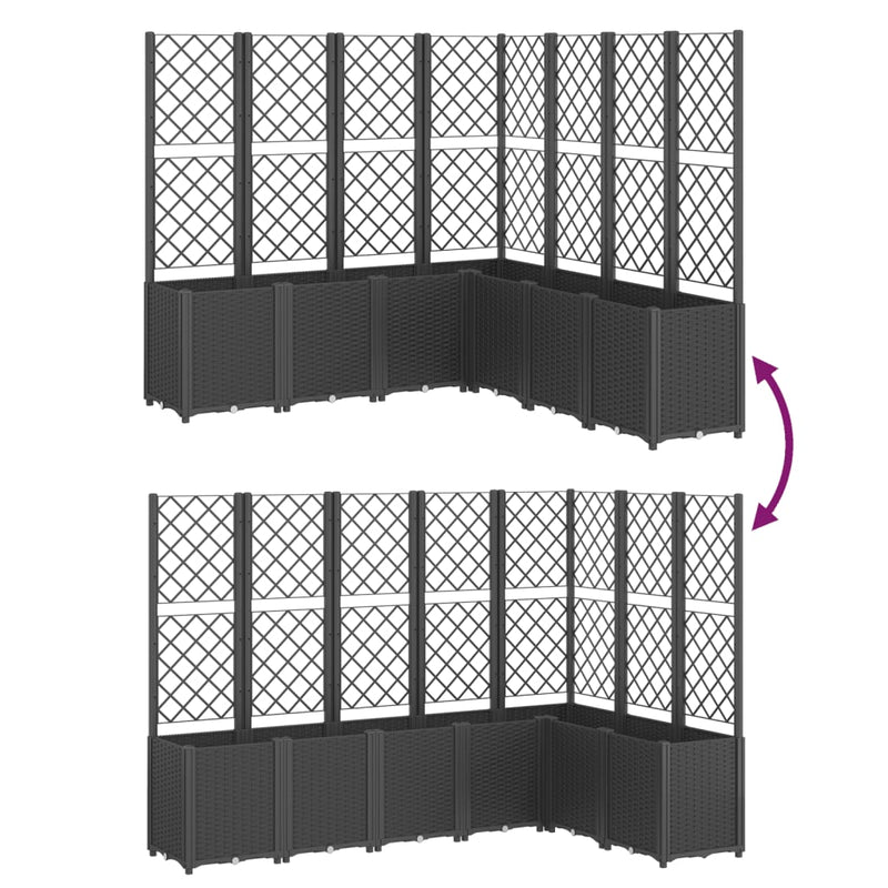 Garden Planter with Trellis Black 160x160x140 cm PP