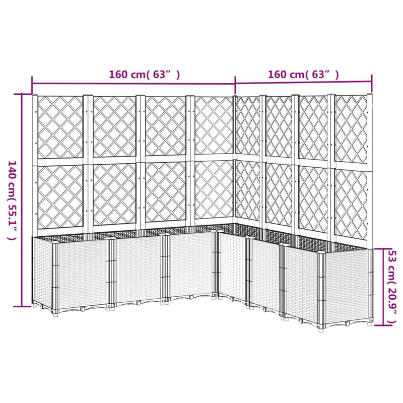 Garden Planter with Trellis Black 160x160x140 cm PP