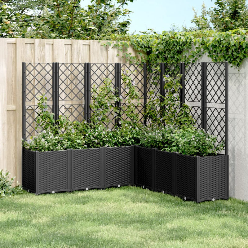 Garden Planter with Trellis Black 160x160x140 cm PP