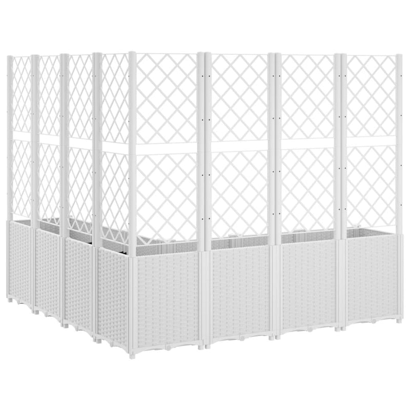 Garden Planter with Trellis White 160x160x140 cm PP