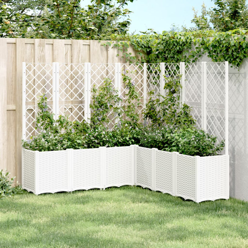 Garden Planter with Trellis White 160x160x140 cm PP