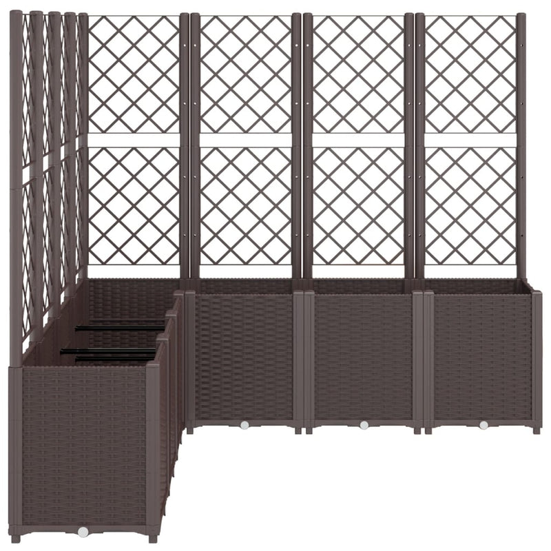 Garden Planter with Trellis Brown 160x160x140 cm PP