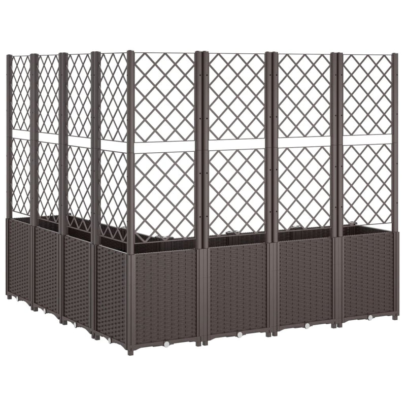 Garden Planter with Trellis Brown 160x160x140 cm PP