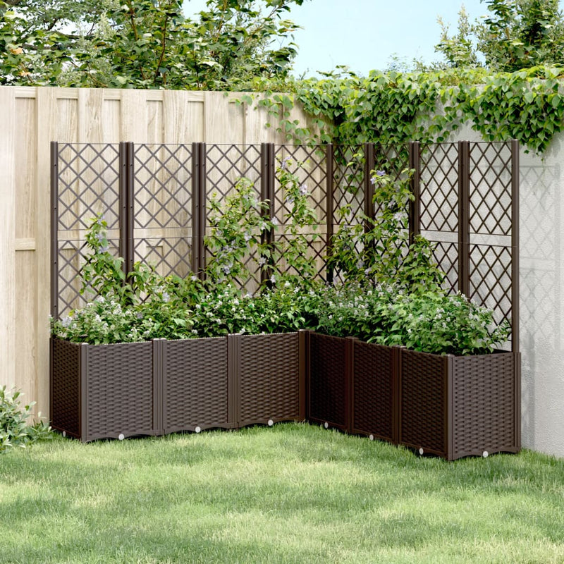 Garden Planter with Trellis Brown 160x160x140 cm PP