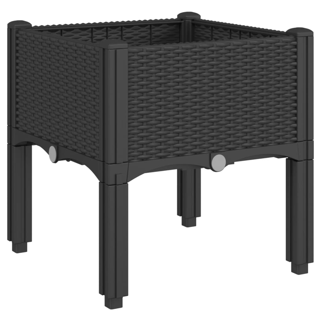 vidaXL Garden Planter with Legs Black 40x40x42 cm PP 2