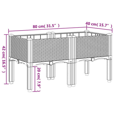 Garden Planter with Legs Brown 80x40x42 cm PP