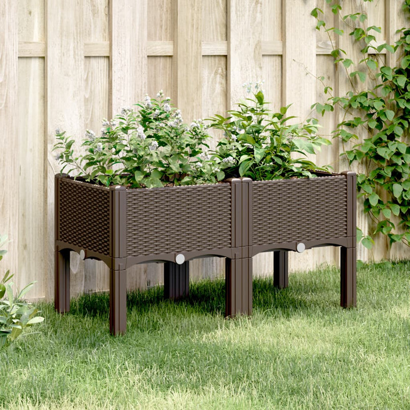 Garden Planter with Legs Brown 80x40x42 cm PP